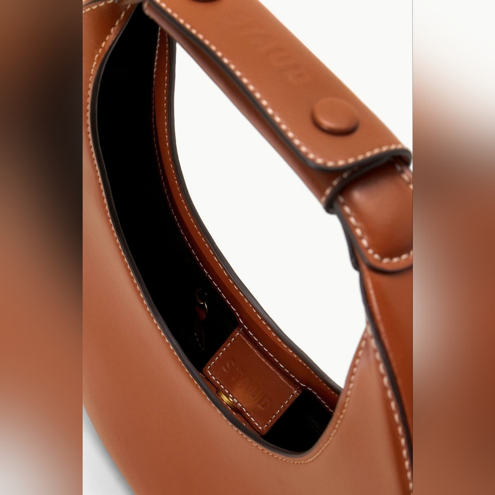 STAUD Polished Crescent Moon Shoulder Bag in Tan - Picture 11 of 15